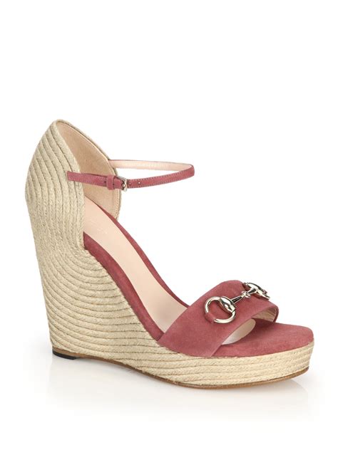 gucci leather platform espadrille|gucci espadrilles wedges pink.